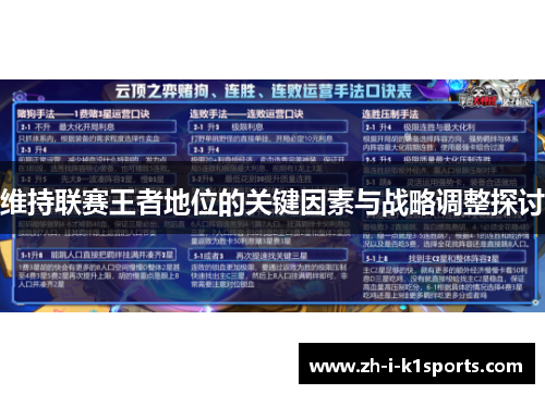 维持联赛王者地位的关键因素与战略调整探讨 维持联赛王者地位的关键因素与战略调整探讨