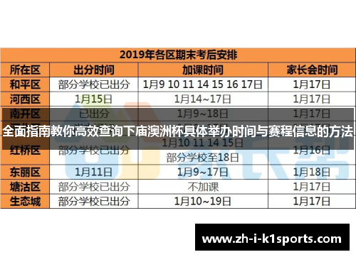 全面指南教你高效查询下庙澳洲杯具体举办时间与赛程信息的方法 全面指南教你高效查询下庙澳洲杯具体举办时间与赛程信息的方法